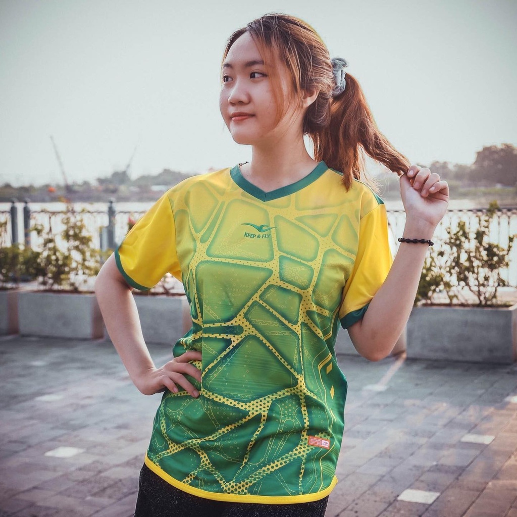 Quần áo bóng đá nam, đồ đá banh, áo đá bóng, áo KeepFly PICCO Xanh Vàng - Chất vải cao cấp, bền, thoáng