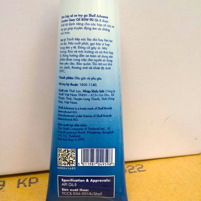 Combo Nhớt Xe Tay Ga Shell Advance Ultra Scooter 5W-40 800ML + Nhớt Lap Scooter Gear Oil 80W-90 120L Made in Thailand