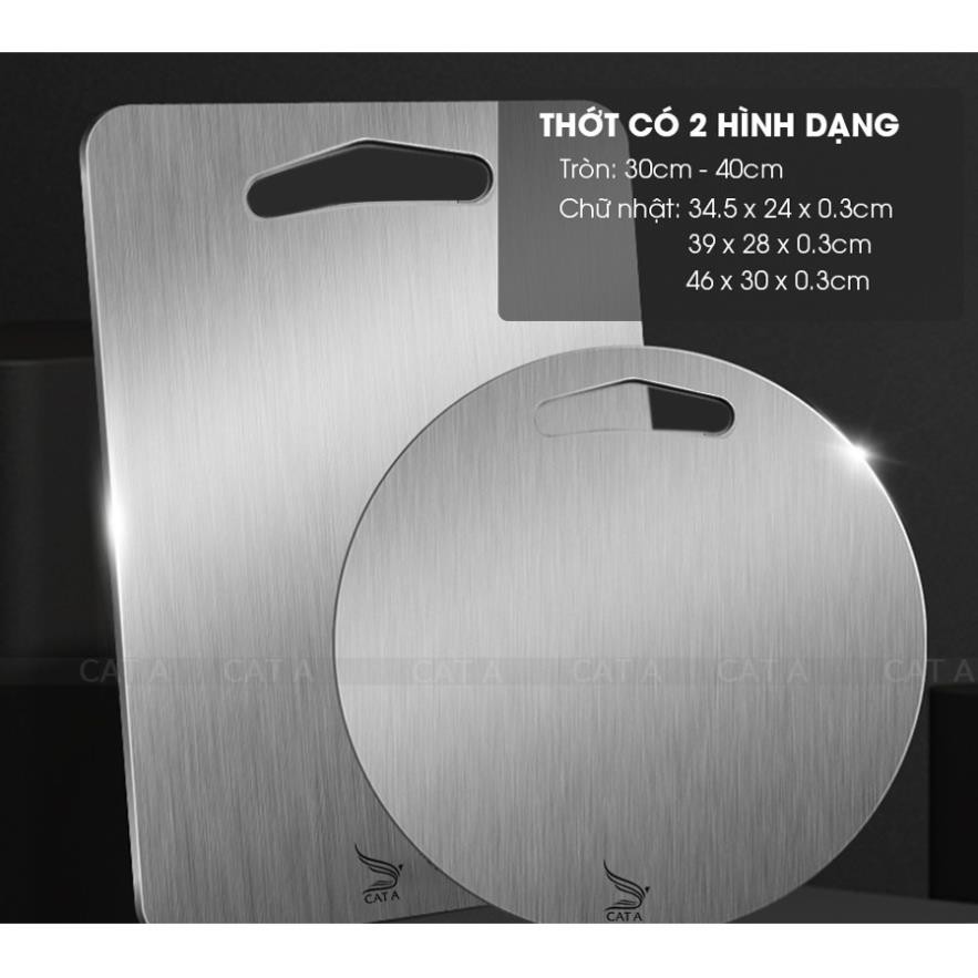 Thớt INOX 304 cao cấp thương hiệu Cát Á - dã đông nhanh, không gỉ sét, chống vi khuẩn, dễ dàng vệ sinh [ Dày 3mm ]