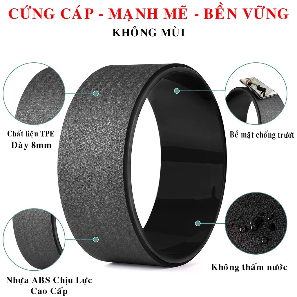 Vòng Tập Yoga Tập Gym Cao Cấp Bằng Khung Nhựa ABS Khổ Rộng 33Cm x 13Cm Phủ TPE Cao Cấp Chống Trượt Dày 8mm Hãng Amalife