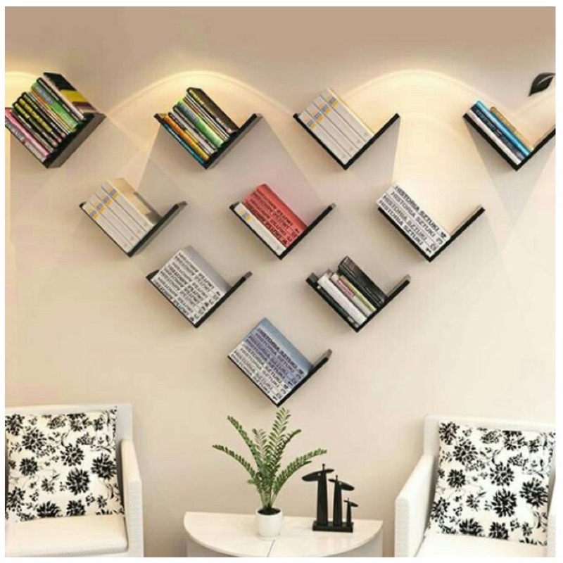 Kệ Gỗ Chữ V Treo Tường 25x15cm Kèm Phụ kiện