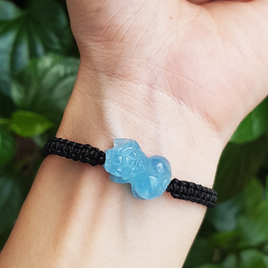 Vòng tay tỳ hưu Aquamarine tết dây