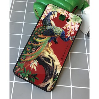 Ốp lưng sam sung j7 prime kính hoạ tiết chim công