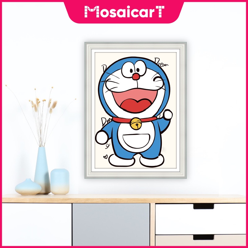 Bộ Tranh Đính Đá 5D Tự Làm 30x40cm / 40x50cm Hình Doraemon Trang Trí Nhà Cửa