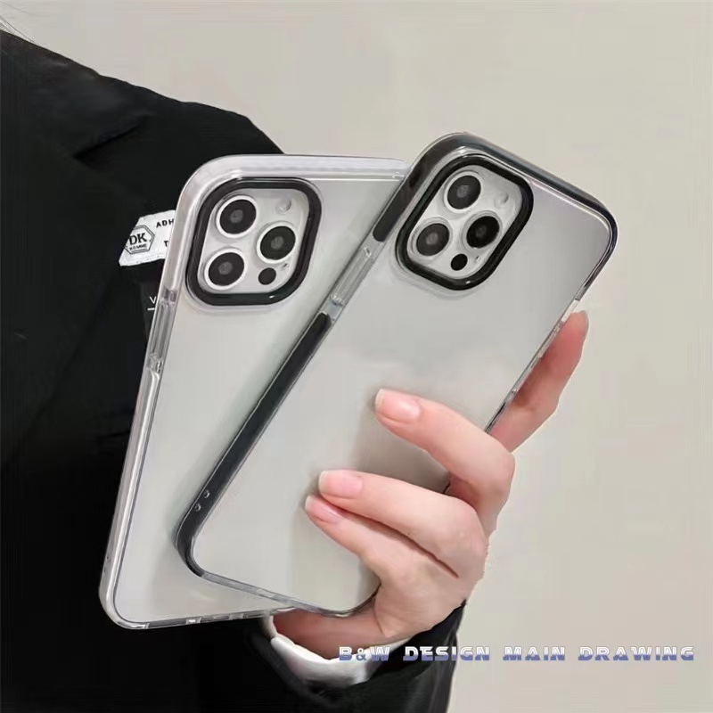 Ốp Điện Thoại Mềm Trong Suốt Viền Trắng Đen Đơn Giản Chống Sốc Cho iPhone 13 12 11 Pro MAX IX XS MAX XR 7Plus 8Plus
