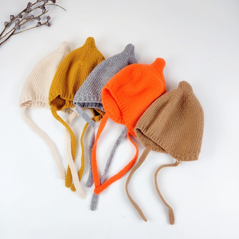 Mũ Beanie Đan Len Màu Sắc Ngọt Ngào Giữ Ấm Mùa Đông Cho Bé