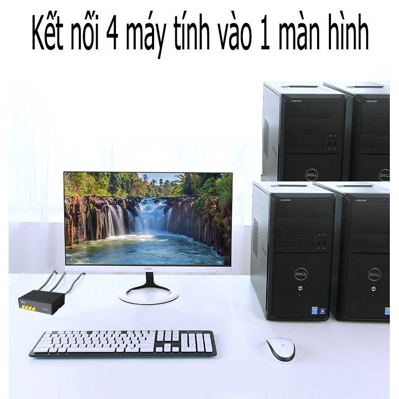 Bộ gộp VGA vào 4 ra 1, switch 4x1 độ phân giải 1440p - V401 Q211