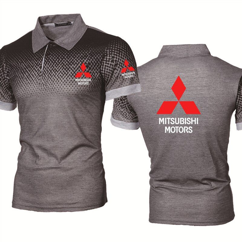 Áo polo Tay Ngắn Cổ Tròn In Logo Xe Hơi Mitsubishi Màu Gradient Thời Trang Mùa Hè Cho Nam