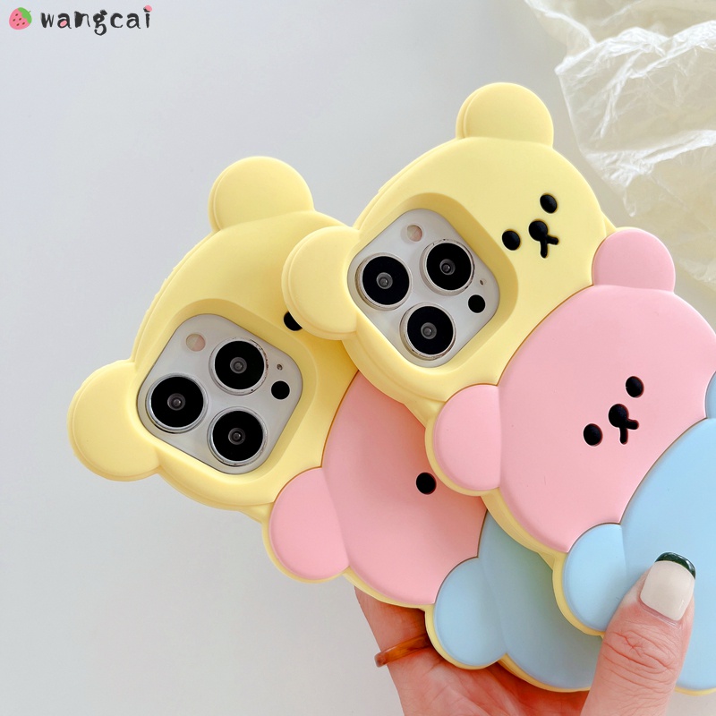 Ốp Điện Thoại Silicon Mềm Hình Gấu 3D Kèm Dây Đeo Cho iPhone 13 12 11 Pro Max XS Max XR X 7 8 6 6s Plus
