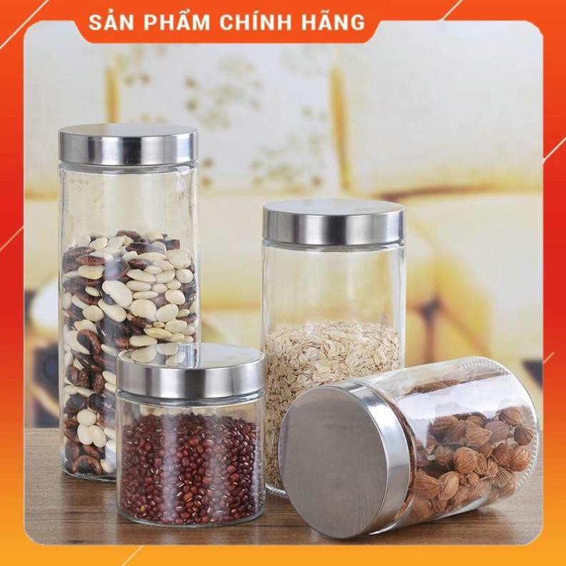 CHÍNH HÃNG -  Lọ thủy tinh nắp thiếc,hũ thủy tinh đựng gia vị ,đựng đường,đựng hạt,đồ khô an toàn, sạch sẽ Deli