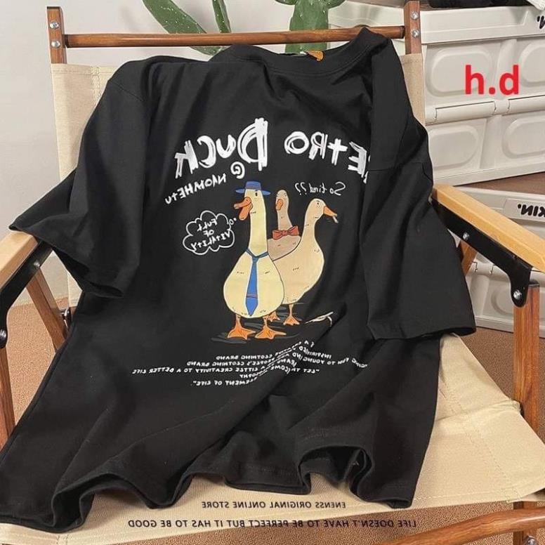 Áo thun ba con vịt form rộng tay lỡchất cotton nam hucott