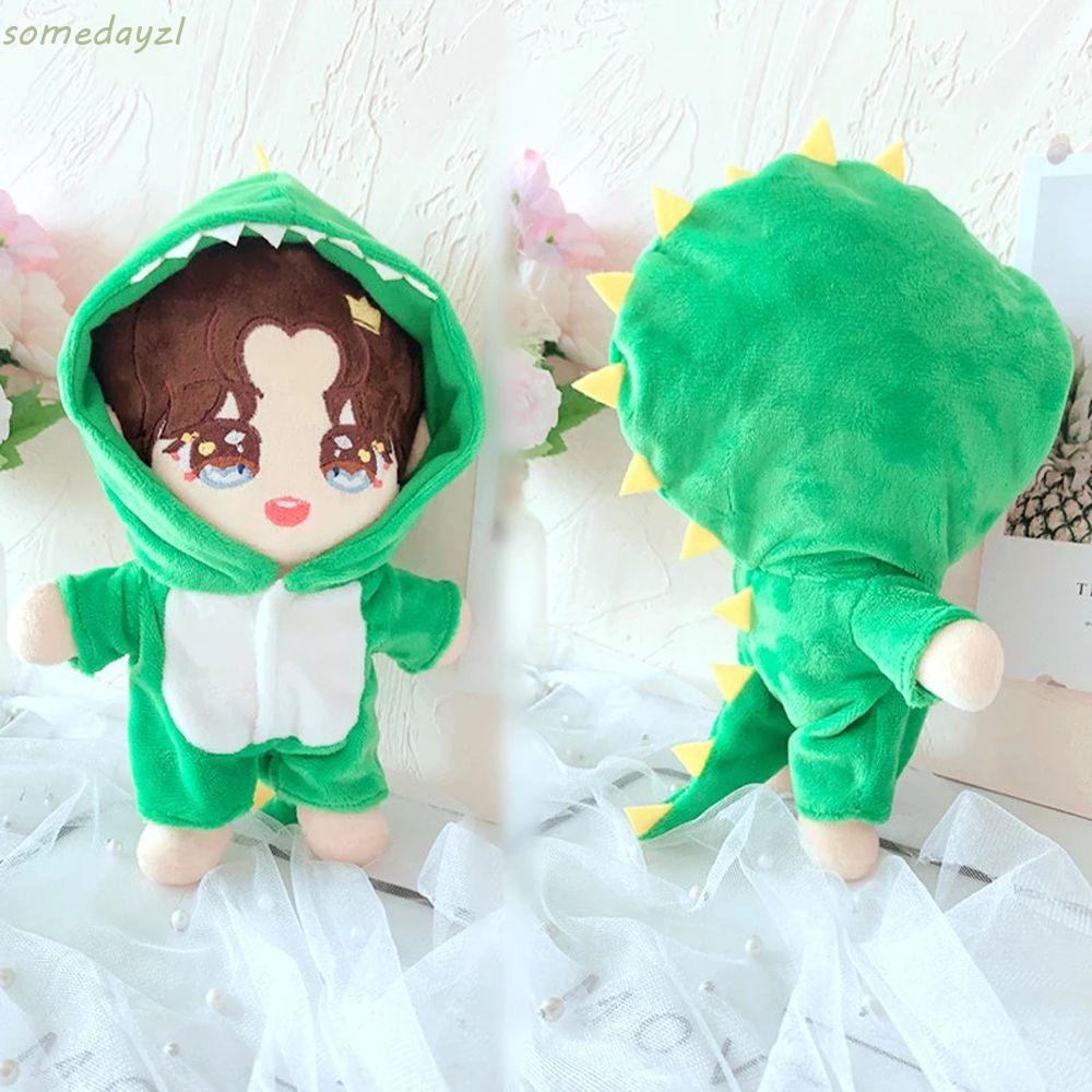 Bộ áo liền quần/ giày canvas họa tiết hoạt hình đáng yêu cho búp bê thần tượng Kpop Hàn Quốc nhồi bông 20cm