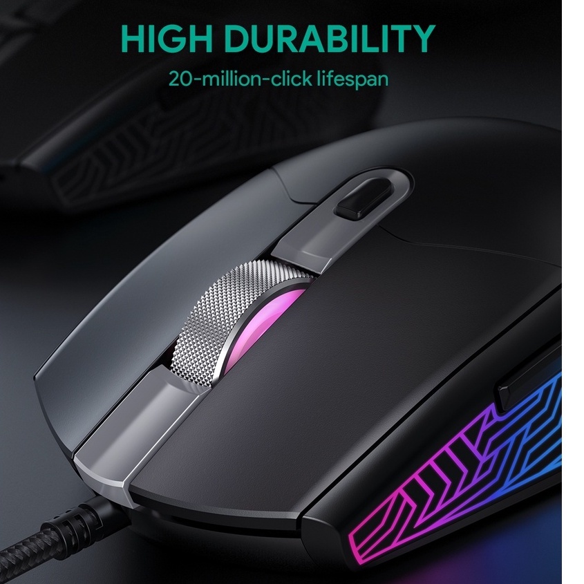 Chuột máy tính dây AUKEY GM-F3 chuột Game Silent-giảm ồn ,6 Nút lập trình, chuột máy tính RGB 7200 DPI Cho PC Laptop