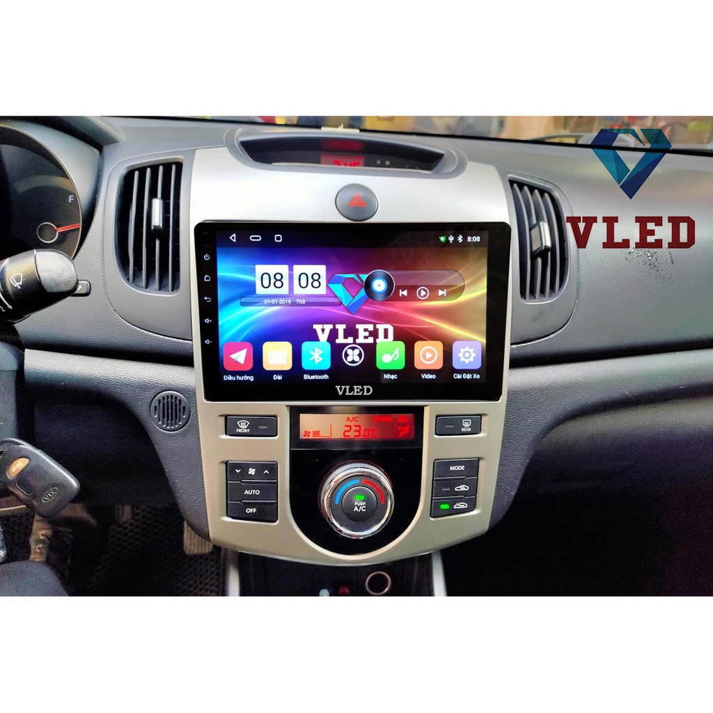Bộ màn hình DVD Android VLED V5 cho xe KIA FORTE, thu phát wifi, kết nối Bluetooth, màn hình cảm ứng, độ nhạy cao