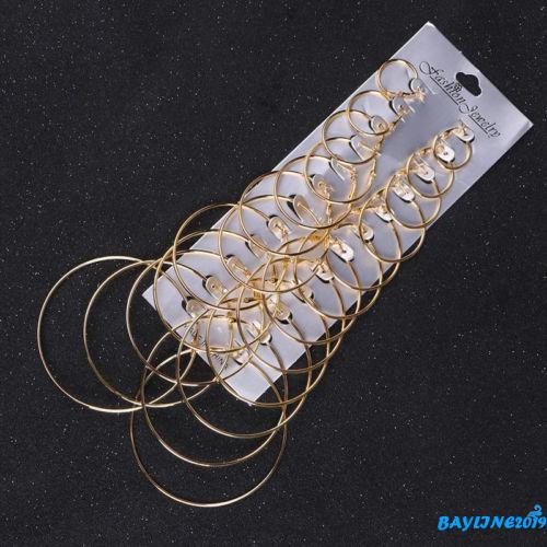 Bộ 12 đôi khuyên tai tròn thời trang độc đáo