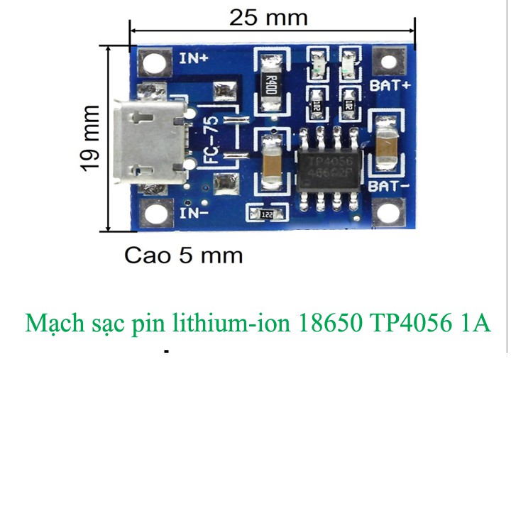 Combo 3 Mạch sạc pin 18650 lithium 3.7-4.2v TP4056 micro USB