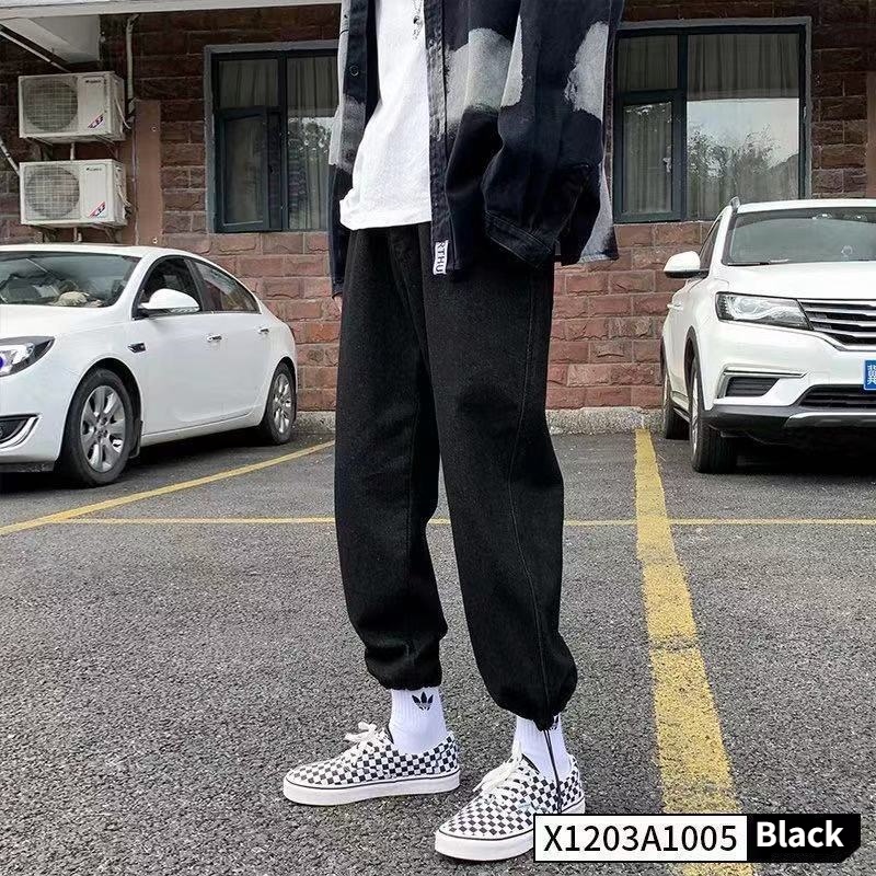 Quần Jean Lửng Ống Rộng Màu Sáng Phối Dây Rút Thời Trang Mùa Hè Cho Nam