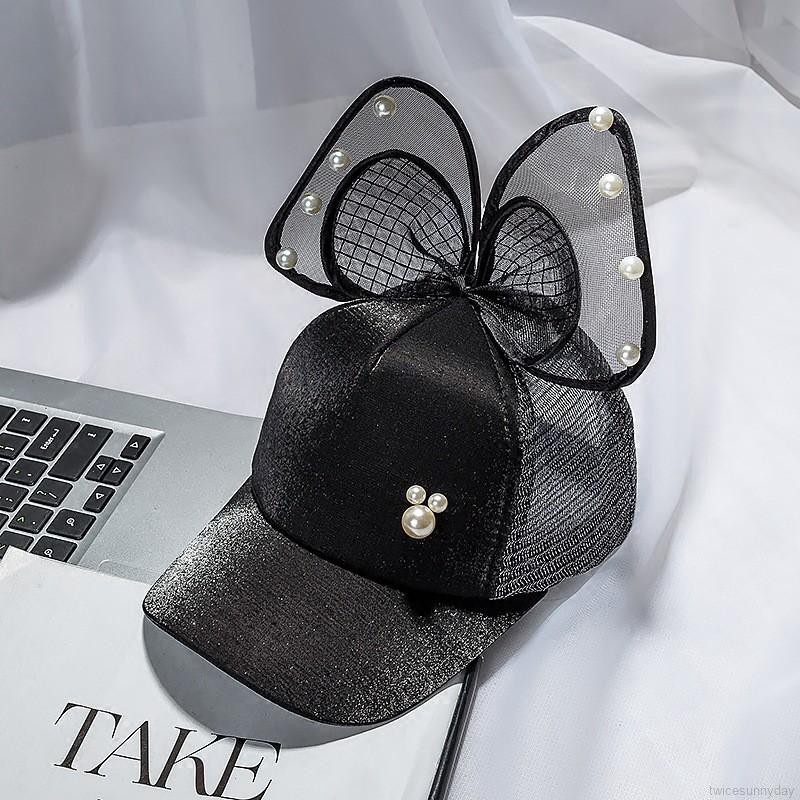 Nón lưỡi trai đính ngọc trai dành cho bé gái