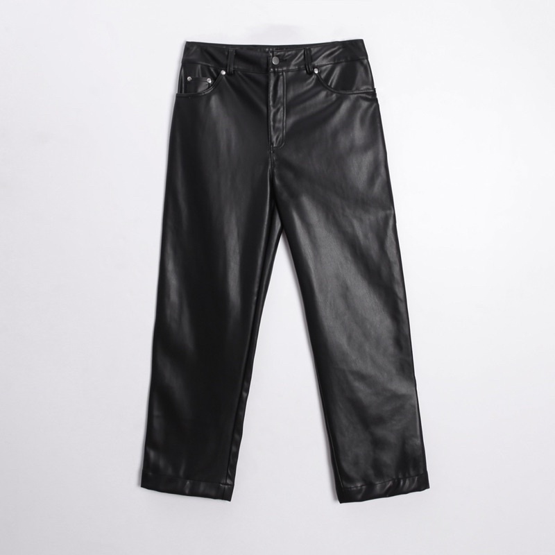 Quần Da FAUX Leather ống suông AMRISH