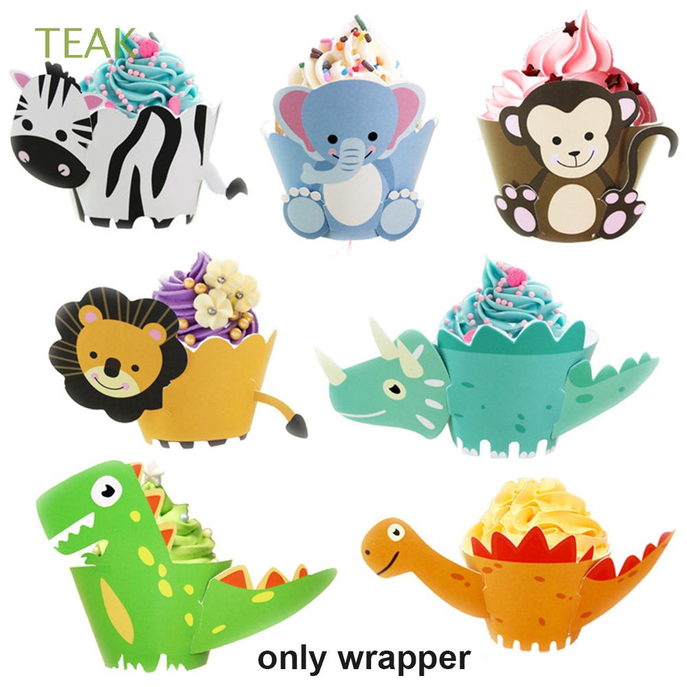 Set 12 cốc giấy đựng bánh cupcake họa tiết hoạt hình đáng yêu dùng trang trí tiệc sinh nhật