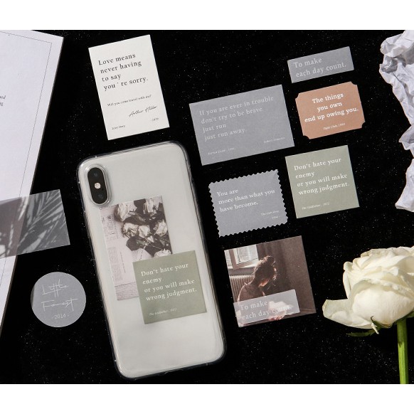 Bộ 30 tờ giấy ghi thông điệp Quotes trang trí Bullet Journal, điện thoại, sổ