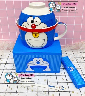 Set THỐ SỨ VÀ CHÉN SỨ ĐÔREMON  ❤️