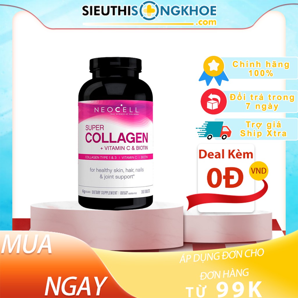 [ Mới] Super Collagen Neocell +C Đẹp Da, Móng, Tóc Của Mỹ [Chính Hãng 100%]