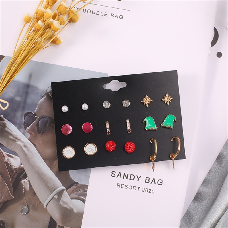 Set 9 Cặp Bông Tai Nhiều Kiểu Dáng Dễ Thương Cho Nữ