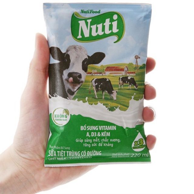 SỮA TIỆT TRÙNG BỊCH NUTIFOOD 220ML