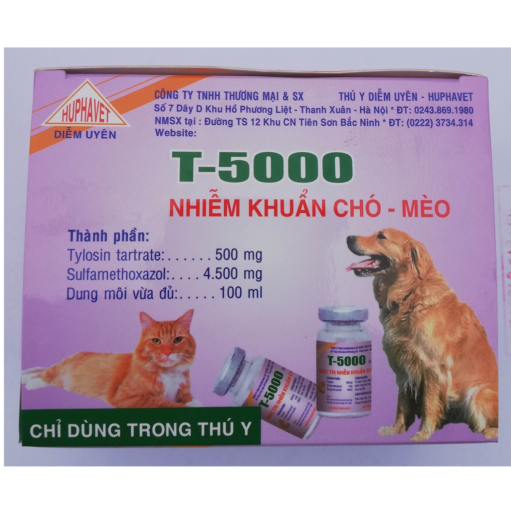 1 lọ T5000 10 ml dùng tốt cho chó mèo tiêu chảy nôn mửa
