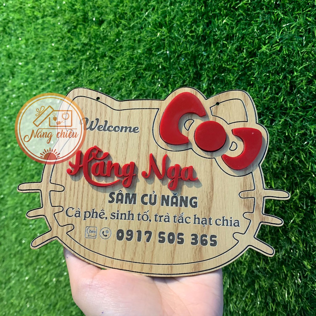 [BẢNG HIỆU GỖ TRANG TRÍ SHOP] Mẫu kitty xinh xắn - Thiết kế theo yêu cầu