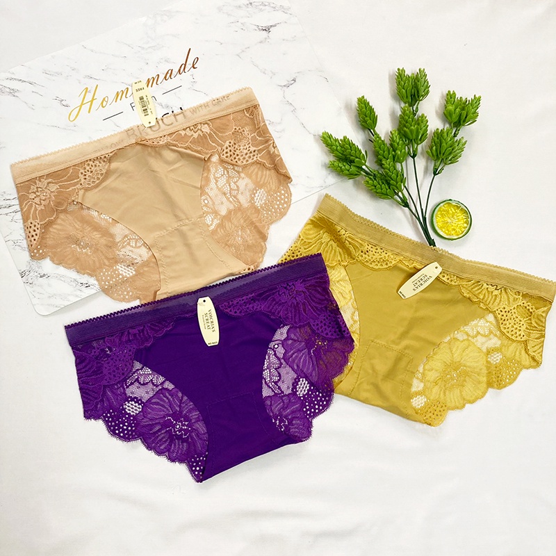 Quần lót nữ ren mềm thân trước phối thun su - QL8423