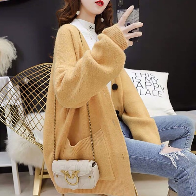 Áo Khoác Len Cardigan Dáng Dài, Chất Len Tăm , Style Hàn Quốc ( Ảnh Thật)