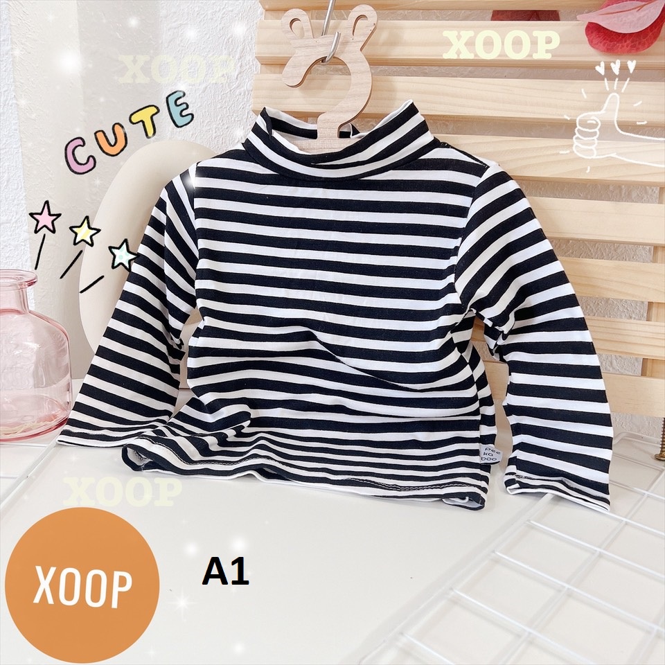 Áo cổ 3 phân chất thun lạnh- Áo cổ 3 phân Xoop kẻ sọc cho bé ( cân nặng từ 8-18kg)  A1