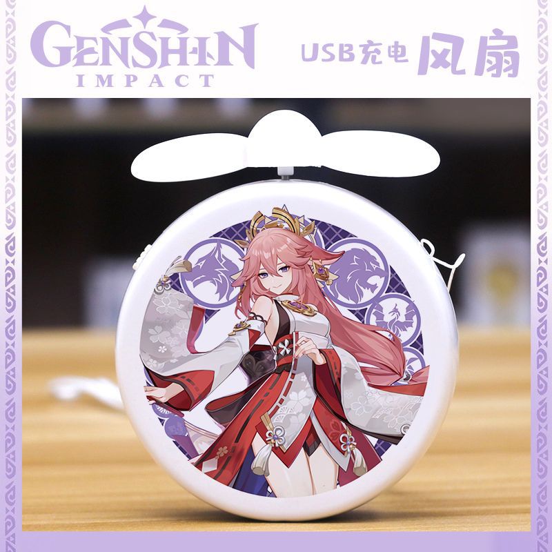 Quạt usb in hình nhân vật Genshin impact Klee Keqing Zhongli
