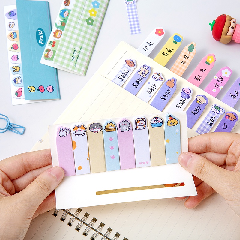 Bộ 120 Tờ Giấy Ghi Chú Tự Dính Hình Động Vật Hoạt Hình Dễ Thương