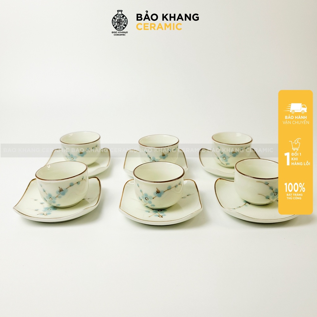 Bộ ấm chén Bát Tràng , bộ ấm trà men kem cao cấp Tay nắm bằng Đồng nguyên chất Tổng kho gốm sứ Bát Tràng