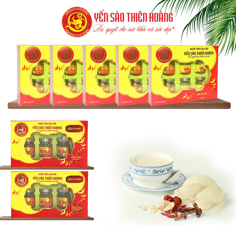 [ Combo 5 Hộp ] Yến Thiên Hoàng 12% 6 Lọ + Tặng 2 Hộp 3 Lọ