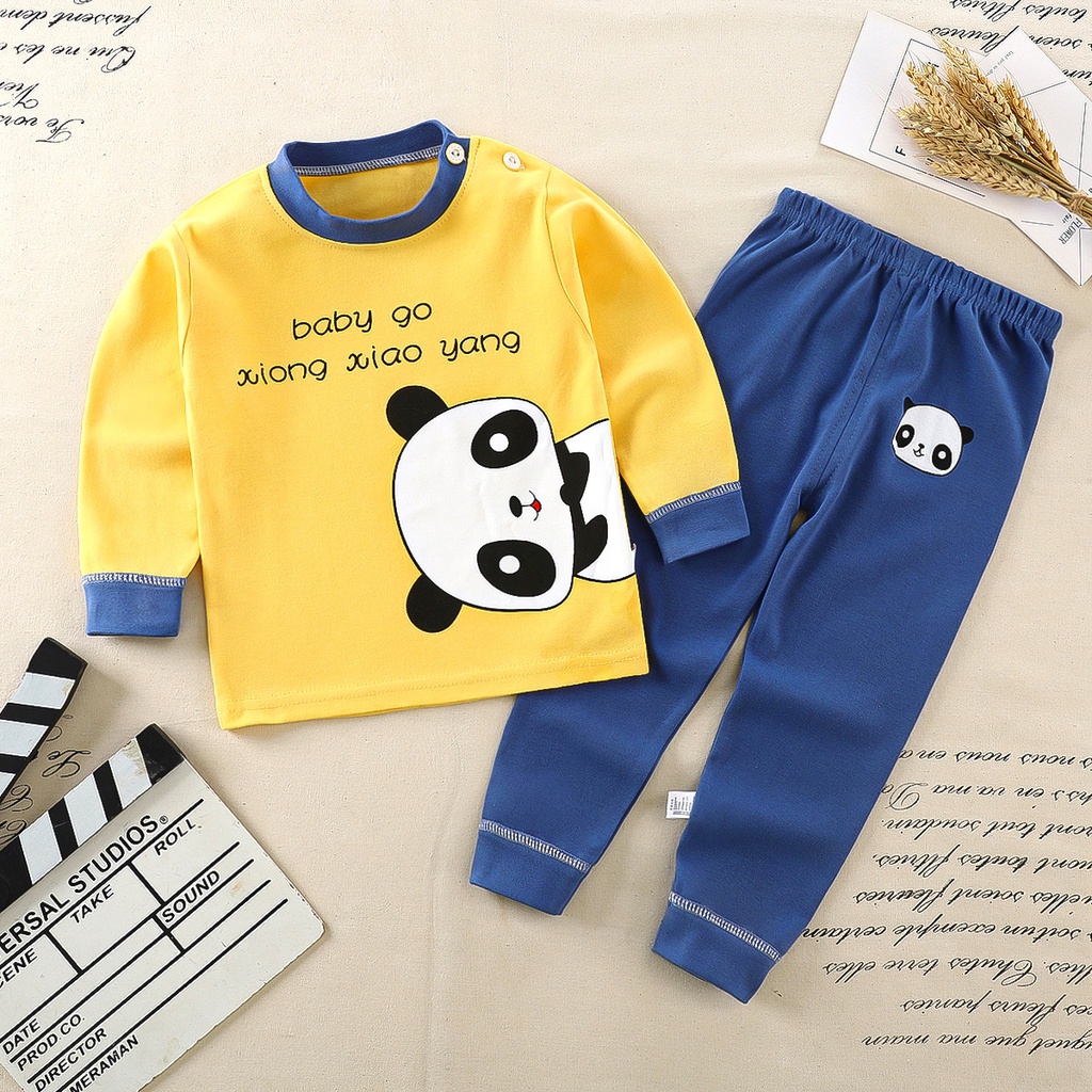 Bộ Đồ Ngủ Tay Dài Chất Cotton Thoải Mái Thời Trang Cho Bé Trai Và Gái 2287