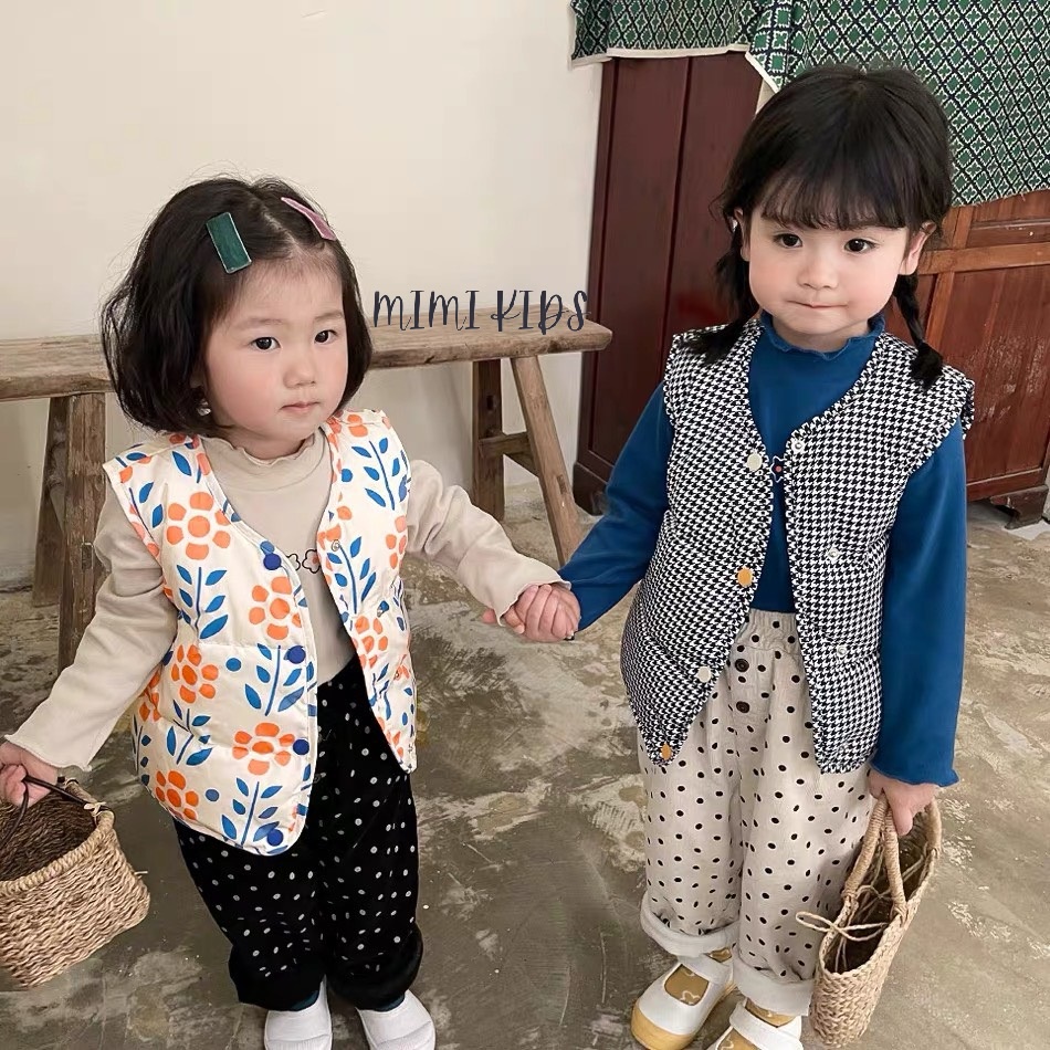 Áo phao gile lông vũ siêu nhẹ họa tiết đáng yêu cho bé Mimi Kids AK03