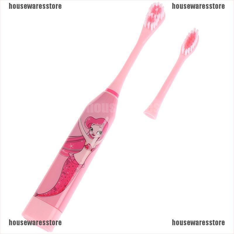 Bộ Bàn Chải Đánh Răng Điện Siêu Âm In Họa Tiết Hoạt Hình Dễ Thương