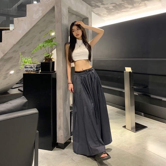 DB002 Set Croptop trắng chân váy dài đường phố thu đông hàng thiết kế cao cấp mới 2023