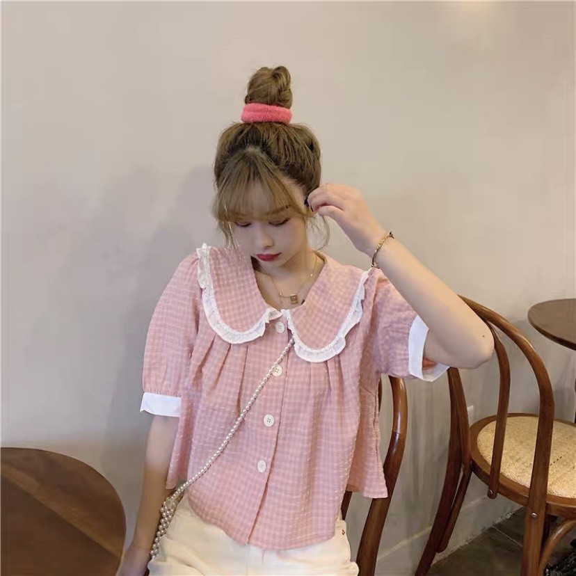 Áo hoa nhí baby doll cổ sen siêu yêu Ulzzang style  Hàng quảng Châu