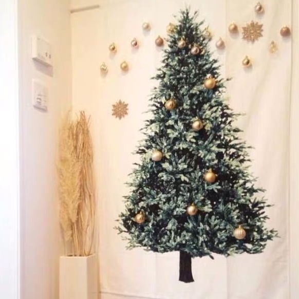 Tranh vải treo tường họa tiết Giáng sinh, tranh Noel decor nhà cửa họa tiết cây thông Giáng Sinh - cutam.homedecor