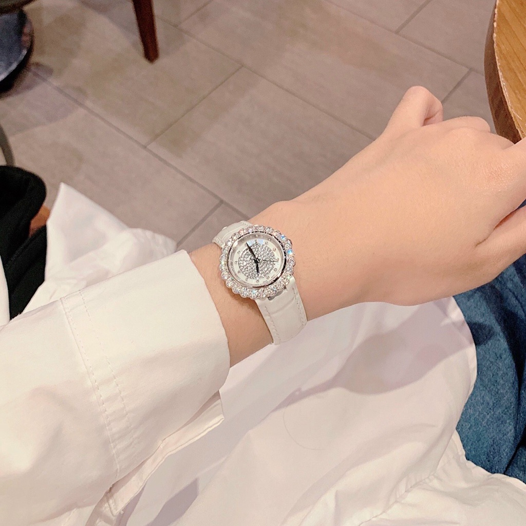 Đồng hồ nữ chính hãng dây da Sunrise 9820BA sapphire chống xước, chống nước, bảo hành 12 tháng