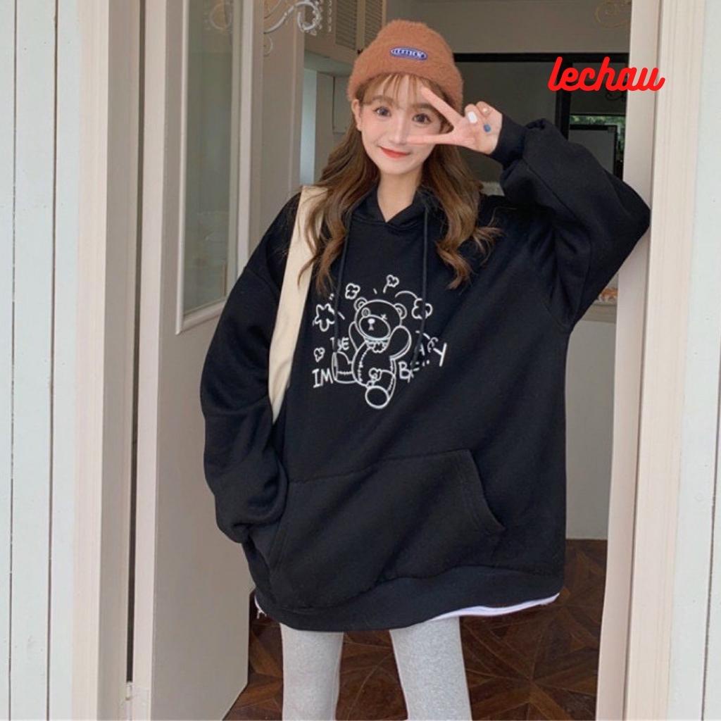 Áo hoodie nỉ unisex form rộng ulzzang AHD4 LECHAU hottrend nam nữ phong cách street style giá rẻ đẹp | BigBuy360 - bigbuy360.vn