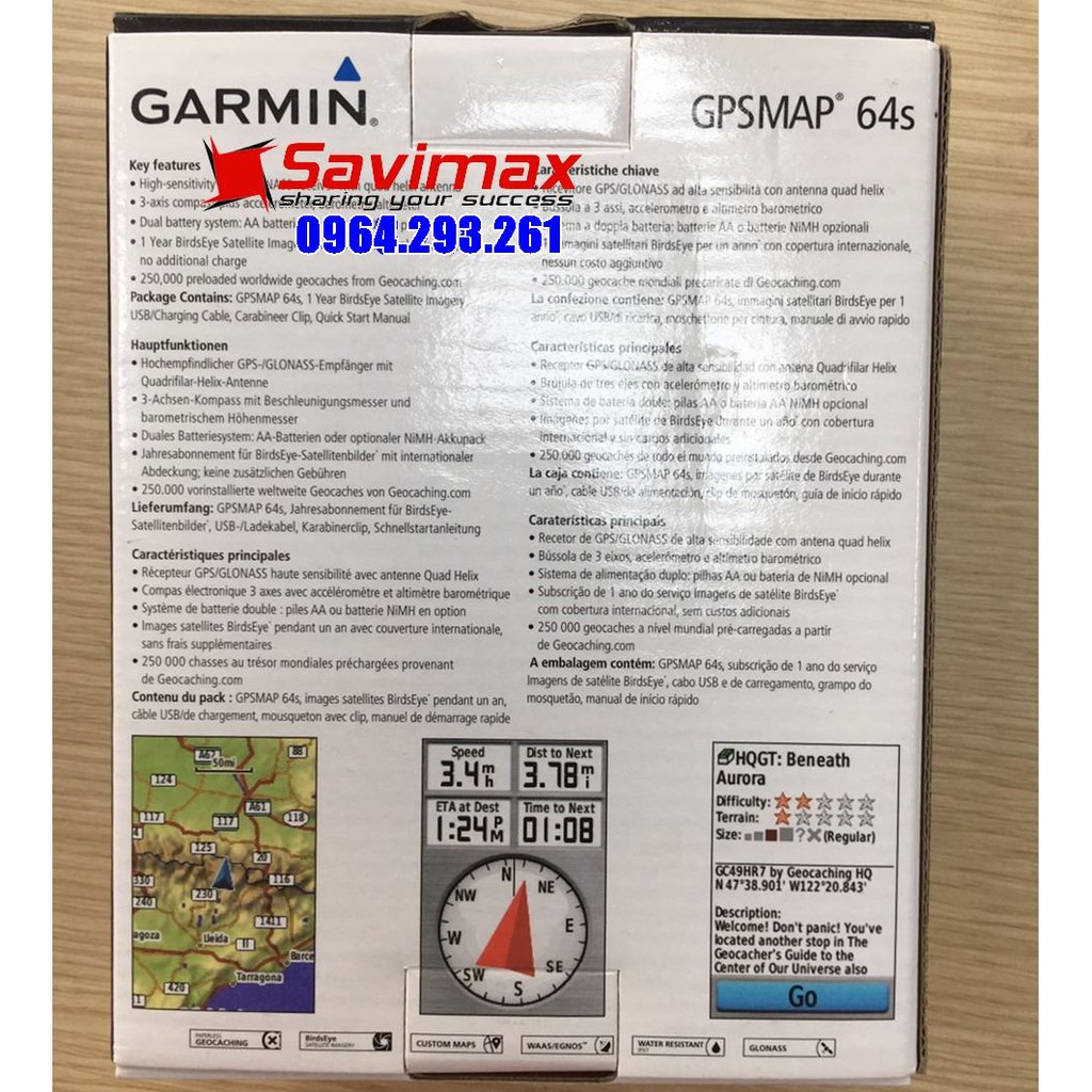 Máy định vị vệ tinh cầm tay GPS Garmin GPSMAP 64S