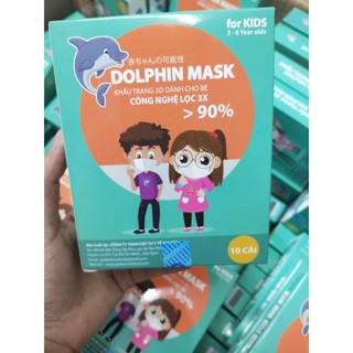 Khẩu trang 3D EM BÉ DOLPHIN MASK ( HỘP 10 CÁI), giấy tờ đầy đủ, sỉ liên hệ giá tốt