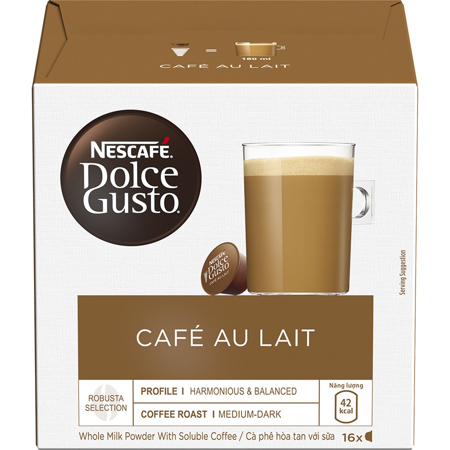 Hộp 16 Viên Nén Cà Phê Sữa Nescafe Dolce Gusto - Café Au Lait 160g