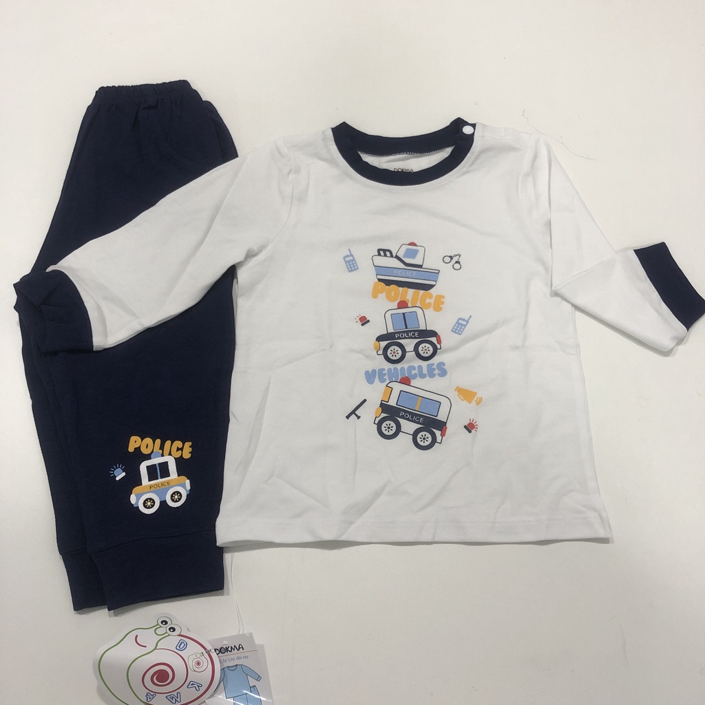 Dokma 2022 - Bộ cài vai dài tay cho bé trai họa tiết cho bé trai, bé gái từ 6 tháng đến 3 tuổi